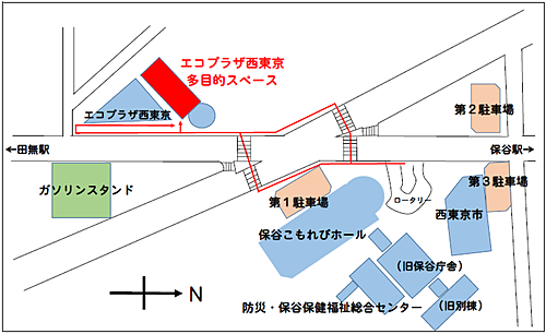 期日前投票所：エコプラザ西東京多目的スペースの案内図（2022.6.23）スプラッシュ