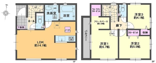 西東京市保谷町6丁目 新築分譲住宅2号棟の間取図（2022.7.29）スプラッシュ